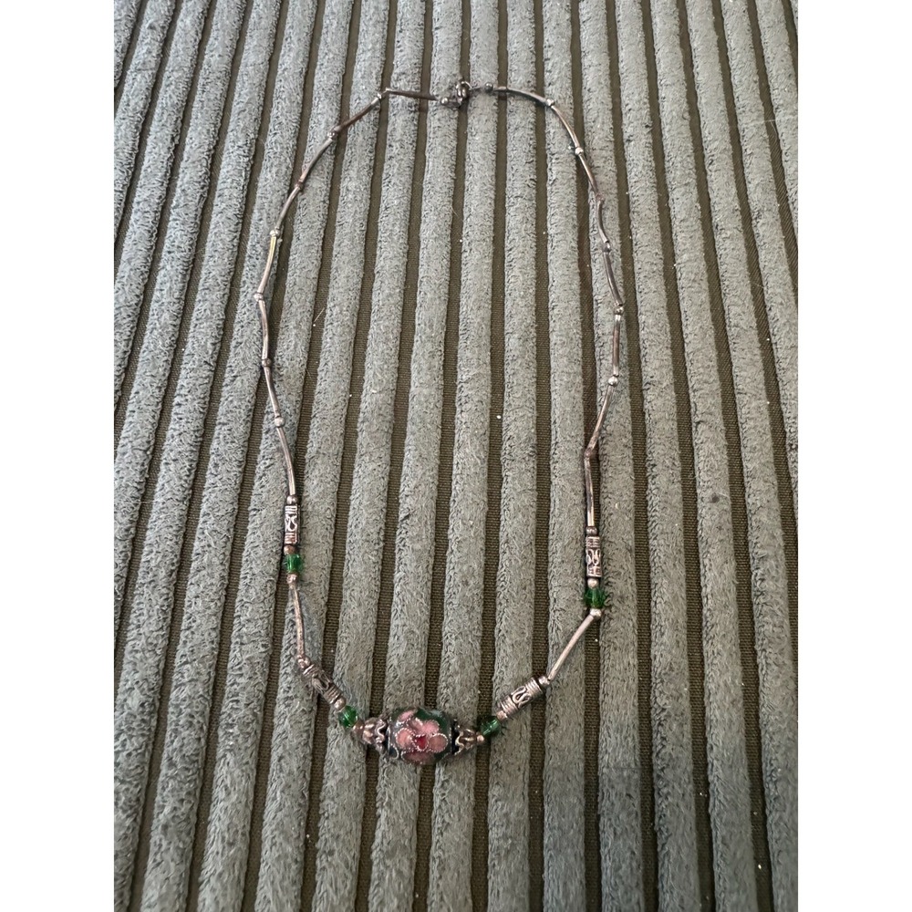 Unique Cloisonne Enamel Foral Beaded Necklace‎